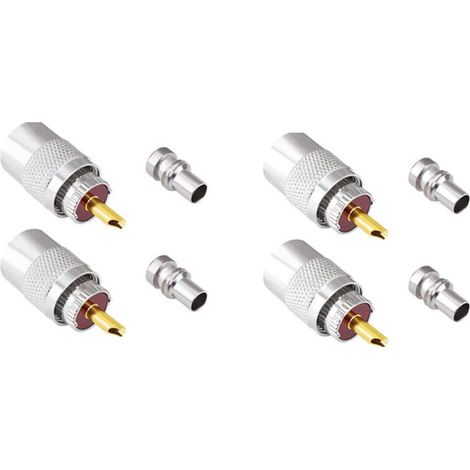 Lot de 4 Connecteurs Coaxiaux UHF Mâles à Souder 50 Ohm pour Câbles RG58 RG59 RG8 Antenne (1/4)