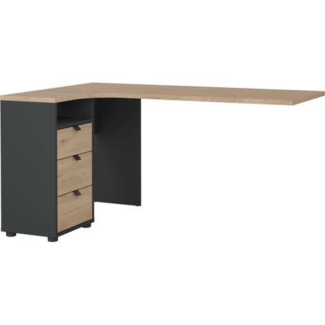 Dmora - Scrivania Pinot, Scrittoio multiuso, Tavolo per ufficio porta PC, Piano di lavoro, 150x100 h76 cm, Rovere e Grigio (1/5)