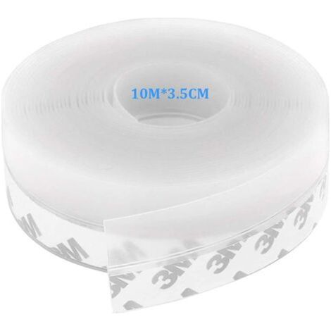 Bas de Porte Adhésif, 10M x 3,5CM Bande d'étanchéité Auto-adhésive de Silicone pour Porte et Fenetre. Protection contre l 'eau, Protection contre les Insectes, Réduction du Bruit(Transparent) (1/5)