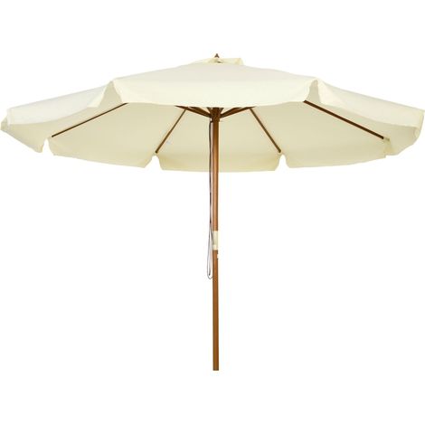 Parasol de jarden à double toile, en bambou et polyester, Ø 325 x 250 cm, beige, parfait pour profiter de l'ombre et de la protection solaire dans votre jardin, sur votre balcon ou à la plage (1/5)