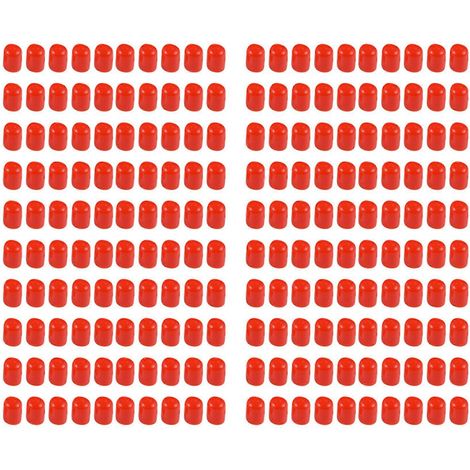 Lot de 200 embouts en caoutchouc rouge pour tubes ronds en PVC de 12 mm de diamètre intérieur, protège-vis et filetages. (1/3)