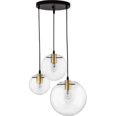 [NEUWERTIG] B-Ware Nova Luce Pendelleuchte Hängeleuchte Mirale E27 Led Schwarz Glas Metall 3 Flg