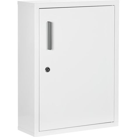 armoire à pharmacie avec étagères intérieures avec serrure à clé dimensions : 40 x 15 x 53.5 centimètres de couleur blanche (1/5)