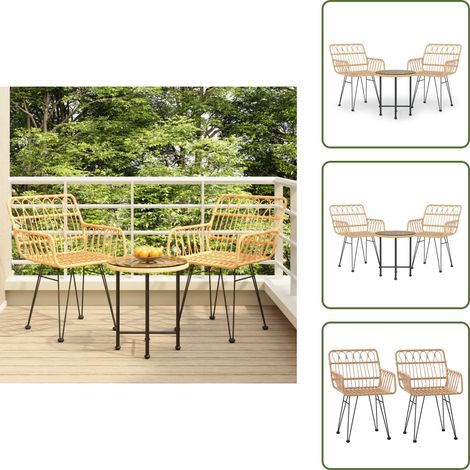 Ensemble à manger de jardin 3 pcs Résine tressée - Meubles De Jardin - Salon De Jardin - Set De Jardin - Table De Jardin - Chaises De Jardin (1/5)