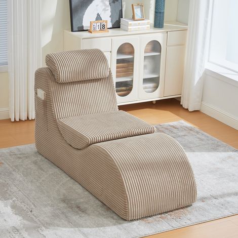 Fauteuil de loisirs moderne kaki, design unique et ergonomique, mousse haute résilience compressible, assise amovible avec poche latérale, confort quotidien optimal (1/5)