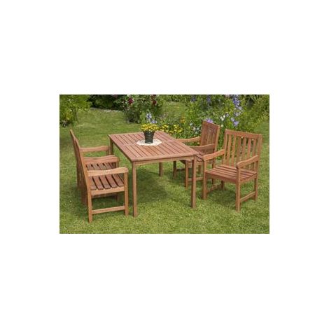 Santos Set 5tlg 4 Sessel Tisch 150x90cm Eukalyptus