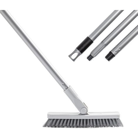 Brosse à Récurer 22 cm avec en Forme de V Robuste, Brosse à coulis pour Surfaces Rugueuses avec tête de récurage et Manche réglable 130 cm pour Bain che Piscine - poignée Noire (1/5)
