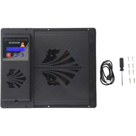 Porte automatique de poulailler – Ouverture horizontale USB – Minuterie programmable – Matériau plastique durable – Écran LED haute définition (1/5)