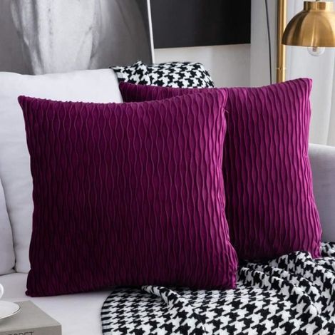 Housse De Coussin - Velours - 45x45 Cm - Violet - 2 Pièces (1/4)