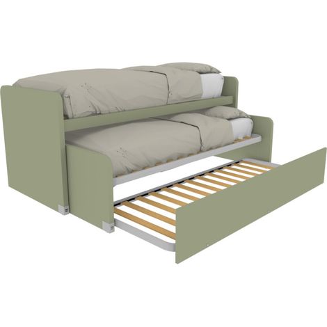 Coppia letti singoli scorrevoli con ruote e contenitori - Made in Italy - Salvia (1/5)