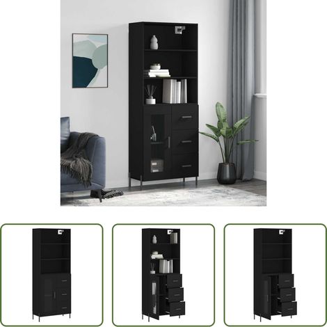 vidaXL Hochschrank - Highboard Schwarz 69,5x34x180 cm Holzwerkstoff (1/5)