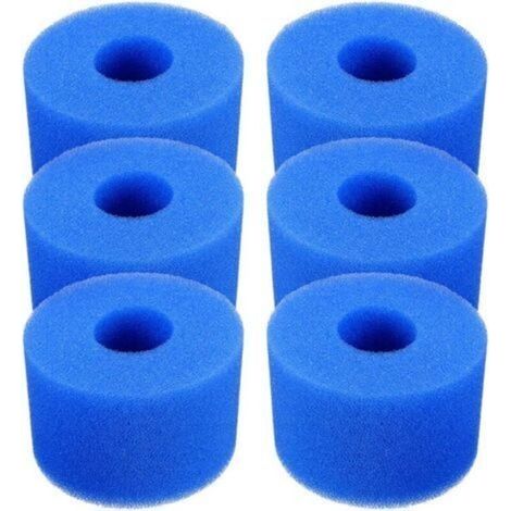 Cartouche de filtre de piscine,Lot de 6 cartouches de filtre de piscine réutilisables et lavables en mousse pour jacuzzi type S1 (bleu) (1/4)