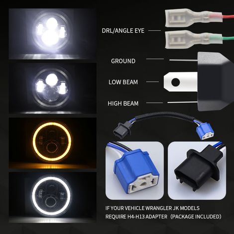 140-W-LED-Projektor (7 Zoll), beschlagfrei, wasserdicht, für Offroad-Motorräder und Geländewagen, leistungsstarker Scheinwerfer (1/4)