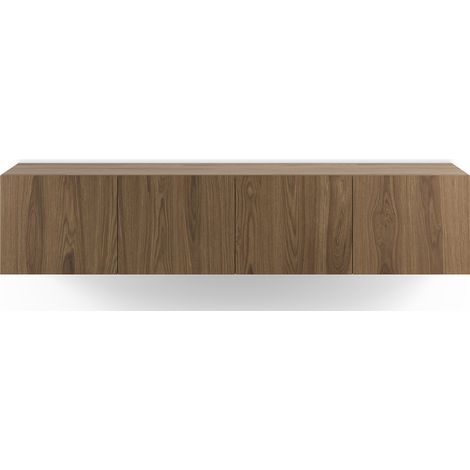 Meuble TV, Meuble de salon avec 4 portes aspect bois coloris chêne - Longueur 180 x Profondeur 35 x Hauteur 38 cm (1/5)