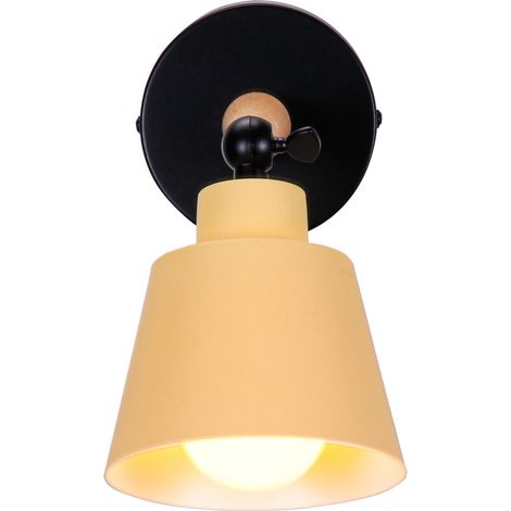 Applique Murale Moderne En Bois Lampe Murale Rétro Applique Murale Minimaliste Pour Chambre À Coucher, Couloir E27 Jaune (1/5)