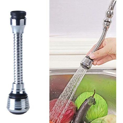 Robinet de cuisine douche économiseur d\'eau rotation à 360 degrés double usage anti-éclaboussures économiseur d\'eau tuyau (1/4)
