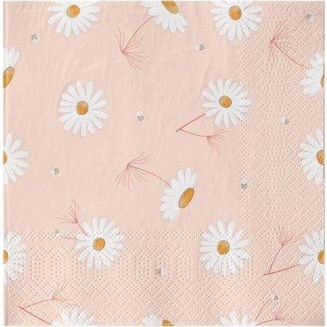 Eglo Servietten Blumen Mahuli rosa/weiß 16,5 x 16,5 cm - 20er Pack Servietten