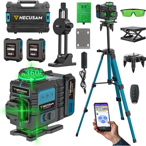 Niveau Laser 360 Autonivelant, 4D Laser Chantier avec trepied, IP54 (1/5)