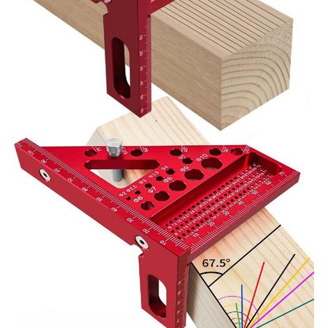 Règle Multi-Angle en Alliage d‘Aluminium - Outil de Traçage et Mesure pour Travail du Bois et Bricolage