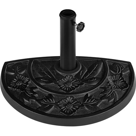 Yaheetech Base per Ombrellone Semicircolare in Resina Supporto 9,6 kg per Ombrellone Pali da Ø38mm o Ø48mm, Design retrò, per Terrazza Balcone Patio Esterno, Nero