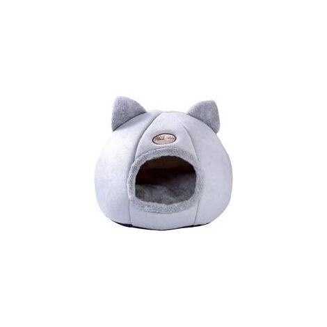 Maison pour chat, grotte pour animaux, chaleur animale antidérapante, lit moelleux mobile, matelas pliable, coussin animal (33 x 33 x 33 cm, gris)-Fei Yu (1/5)