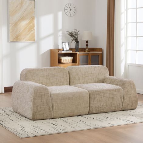 Canapé modulaire en velours côtelé, rembourré de mousse haute résilience 30D – Assise confortable et stable avec fond antidérapant – Idéal pour salon, séjour ou bureau (Coloris : kaki clair) (1/5)