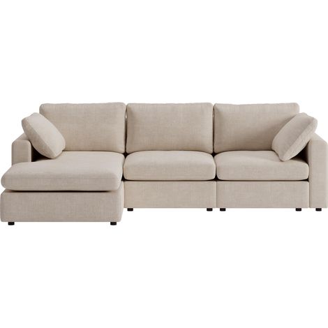 Lux Chaiselongue-Sofa rechts- oder linksseitig inkl. 2 Kissen beige. (1/5)