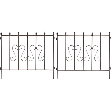 Schmuckzaun Metallzaun Gartenzaun 72x67 cm Zaunelemente 2er Set erweiterbar Rost