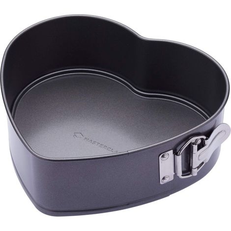 KitchenCraft MasterClass Stampo per torte a forma di cuore Acciaio al carbonio antiaderente BPA Free dede 22,5 x 21,5 x 7,5 cm (1/4)