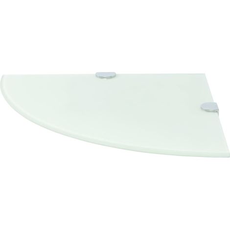 vidaXL Eckregal mit verchromten Halterungen Glas Weiß 35 x 35 cm