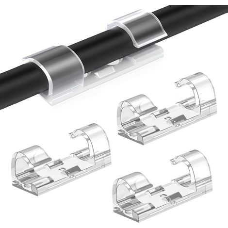 80 Pièces Attache Cable Adhesif, Clips Rangement Avec Coussinets Auto-Adhésifs Puissants, Transparent Mural, pour Maison, Bureau, Voiture, TV, Téléphone, Chargeur - (1/5)