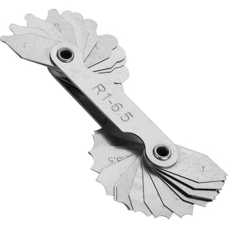 Jauge de rayon de congé en acier inoxydable, outil de mesure concave et convexe externe et interne (R1-6,5 mm) (1/5)