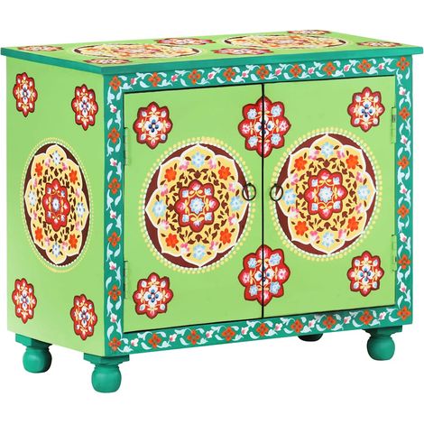Buffet-Meuble de rangement peint à la main Multicolore 70x35x60 cm Bois de manguier 463296 (1/5)