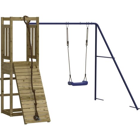 Aire de jeux d'extérieur balançoires toboggan portiques robuste jeux jardin 237 x 184 x 169 cm bois de pin imprégné (1/5)