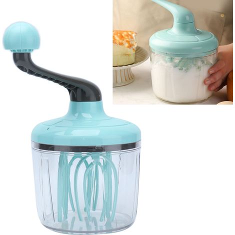 Hellgrüner Handschneebesen, Haushalts-Kuchenbesen, Milchaufschäumer, Eierquirl, halbautomatischer Mini-Eierquirl (1/5)