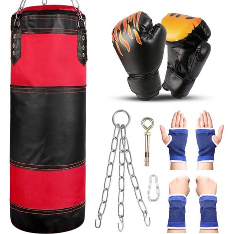 Boxsack Set für Kinder und Jugendliche 7-teilig mit 6OZ Boxhandschuhen und Stahlkette (1/5)