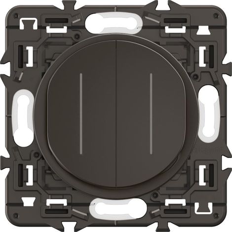 Interrupteur/Va-et-vient double témoin 10A - Design moderne - A équiper d'une plaque - Titanium (1/4)