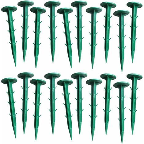 Lot de 20 piquets d'ancrage en plastique robuste antirouille pour maintenir les bordures de pelouse, tentes, filets de jeu et bâches de pluie (vert)