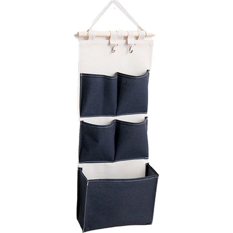 Sac De Rangement Accroche Porte - Poches Organisatrices En Coton Lin PE - Pour Entrée Coulissante Ou Armoire - 1 Pièce (1/5)