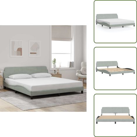 Bettgestell ohne Matratze Hellgrau 180x200 cm Samt - Samtbettwäsche - Doppelbett - Boxspringbett - Lattenrost - Bettgestell (1/5)