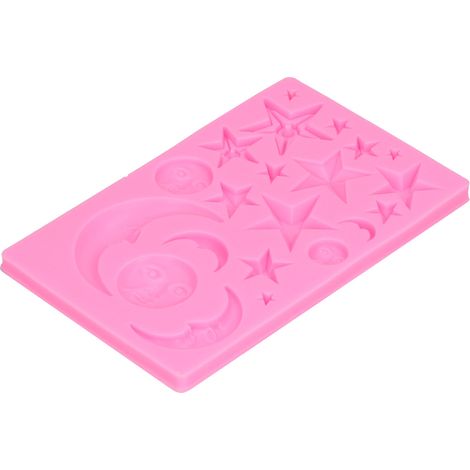 Silikonform in Stern- und Mondform für Schokolade, Kuchen und Gebäck – Backwerkzeug für Zuhause und Bäckerei, rosa, 1 Stück (1/5)