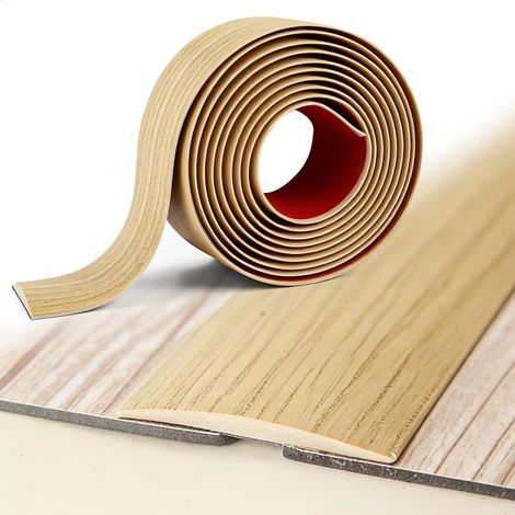 Barre de Seuil Adhesive, 300 x 5cm Seuil de Porte Adhesif, Bande Décorative en PVC, Barre de Seuil Large pour Couvrir Les Espaces Entre Les Sols en Bois, Les Carreaux, Barres de Transition de Seuil (1/5)