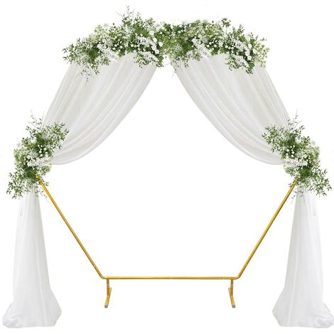 Gold Metal Wedding Arch - Unique Design Hexagonal Balloon Arch Kit 2 m, Balloon Stand for Flower Background Decoration, Wedding, Birthday, Garden (1/5)