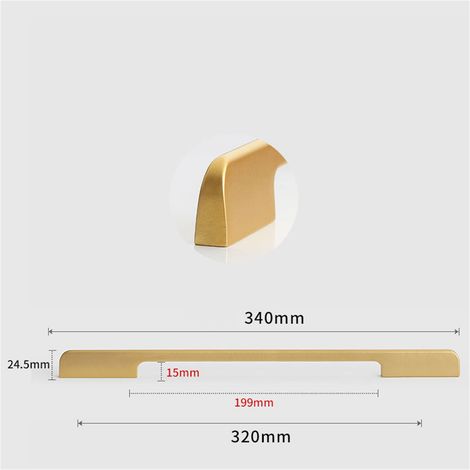Tirador de puerta de aluminio, color dorado, modelo A, distancia entre orificios 320 mm, para armario, vestidor o zapatero. (1/2)