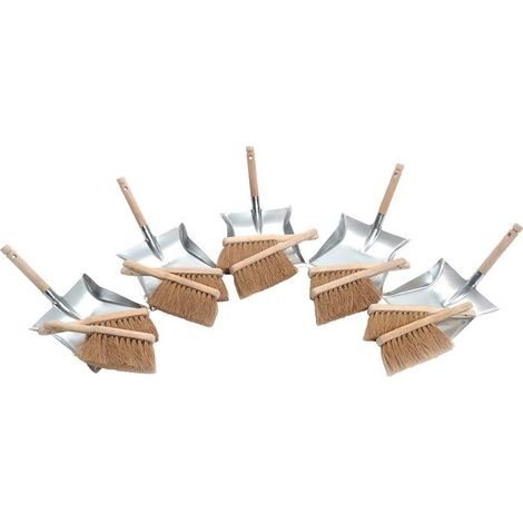 Set de pelles à poussière avec poignée en bois 10x balayettes coco 5x pelles à poussièr et 5 pelles à poussière (1/2)