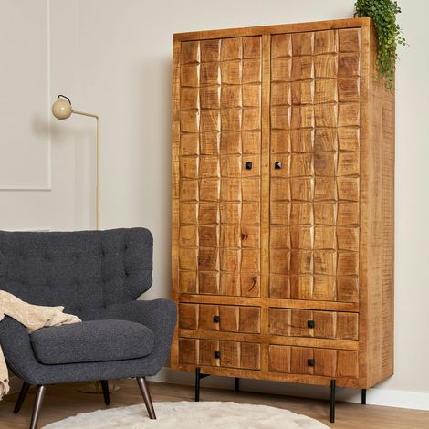 Buffet vaisselier en bois 2 portes décor damier UDA (1/5)
