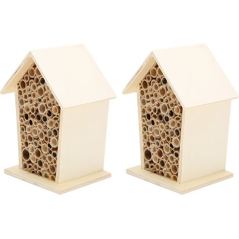 2 Stück Bienenhäuser aus Holz, Bienenzimmer, Hotelunterstände, Nistkästen zur Gartendekoration (1/5)