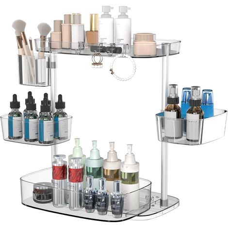 Mehrstufige, drehbare Box zur Aufbewahrung von Make-up und Kosmetikprodukten, spart Platz auf der Ablagefläche