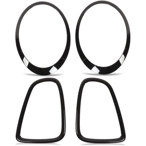 Pair - Kit de garnitures de phare avant et arrière pour Mini R56 R57 R58 R59 – Noir brillant – Matériaux ABS et PP – Installation facile