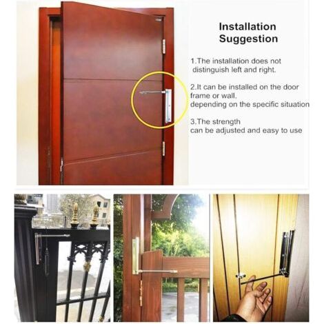 QORVA-Ferme-porte à ressort, ferme-porte en alliage d'aluminium, dispositif de fermeture automatique réglable en surface, 45 kg (1 pièce)